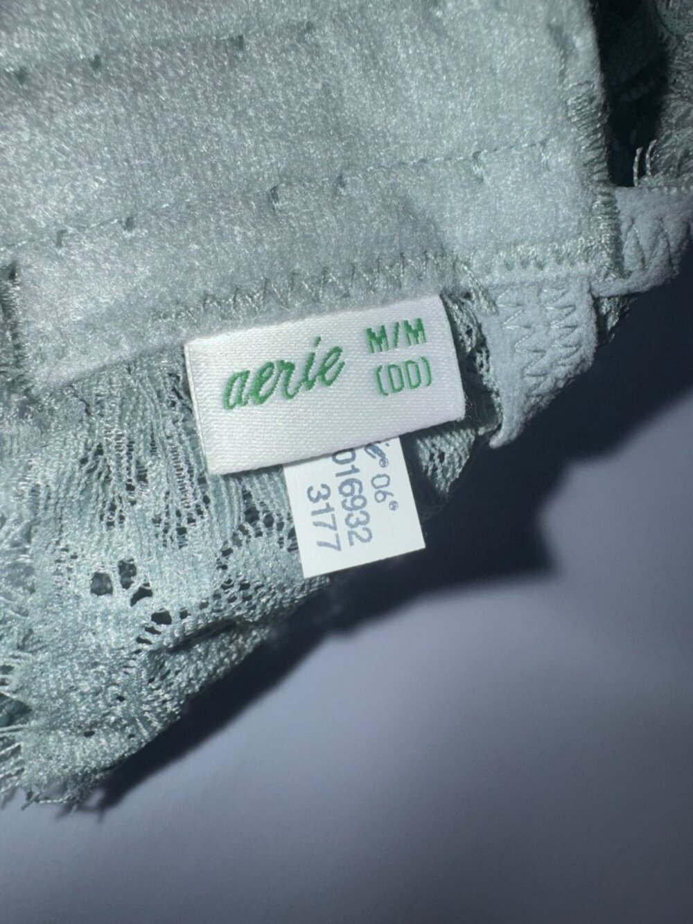 Aerie Eyelash Lace Plunge Longline Bralette Sage M/L DD Racerback - Picture 4 of 6